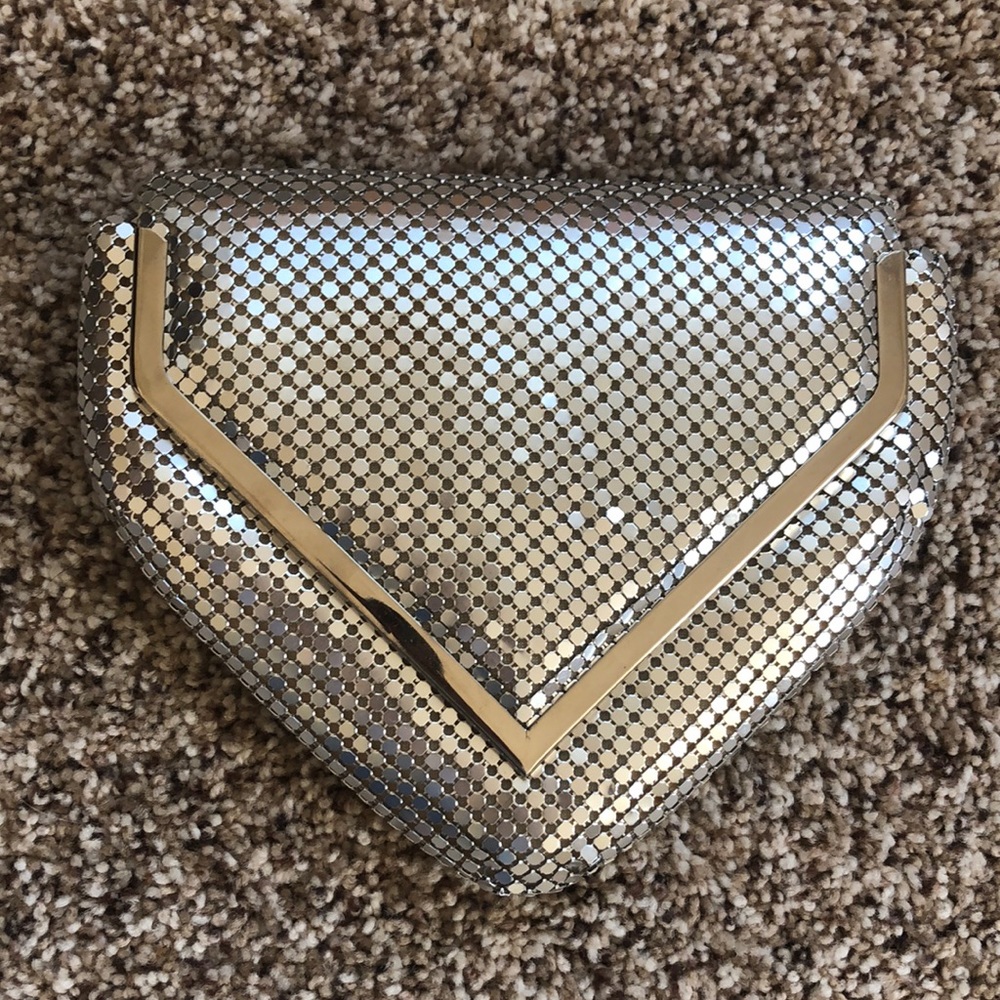 VINTAGE Silver Formal prom purse clutch hand tote aluminum mesh